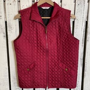Allison Daley Quilted Vest Size Large P Full Zip Pockets Maroon Outdoor Everyday